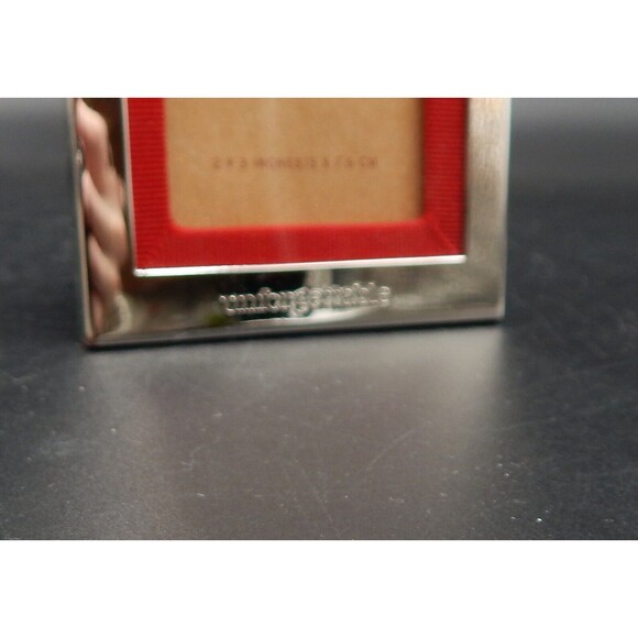 Pottery Barn Grosgrain Mini Picture Frame Silver Plated Sentiment Red Ribbon 2x3 - Picture 3 of 4